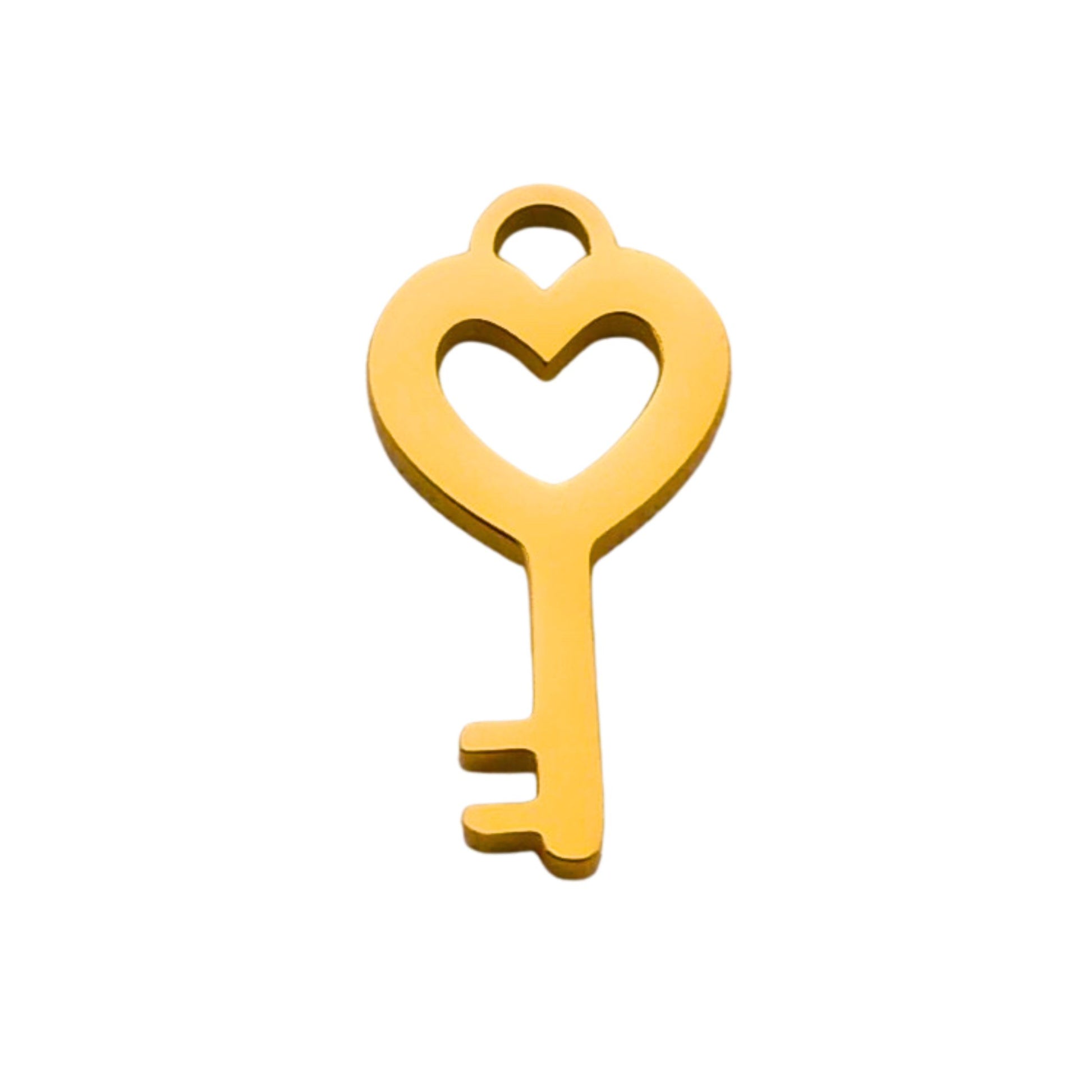 Gold Heart Key Charm For Personalized Charm Bracelet 