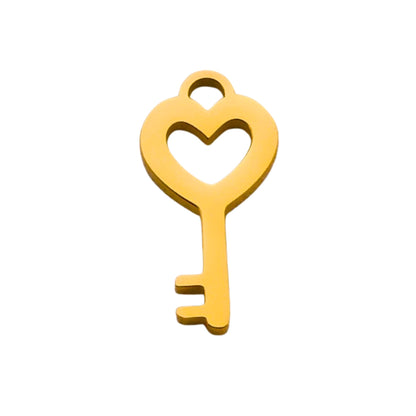Gold Heart Key Charm For Personalized Charm Bracelet 