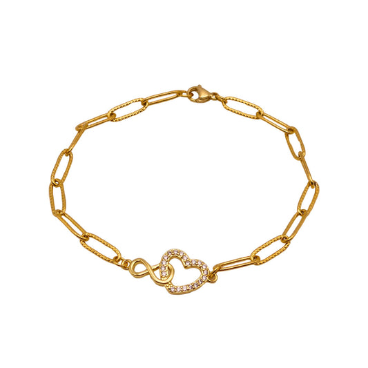 Gold Infinity Heart Paperclip Chain Anklet For Women
