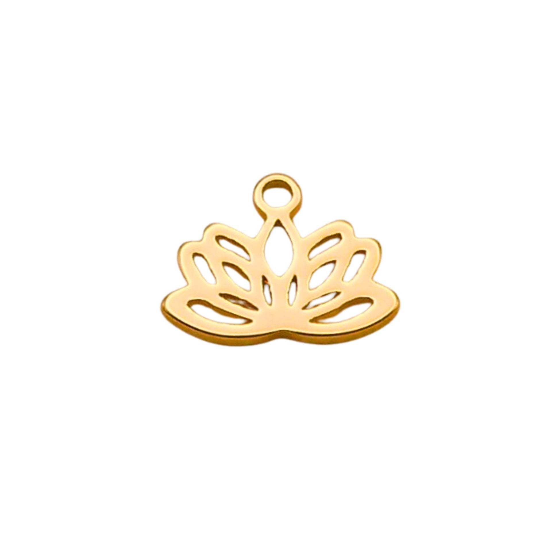 Gold Lotus Charm For Personalized Charm Bracelet
