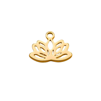 Gold Lotus Charm For Personalized Charm Bracelet