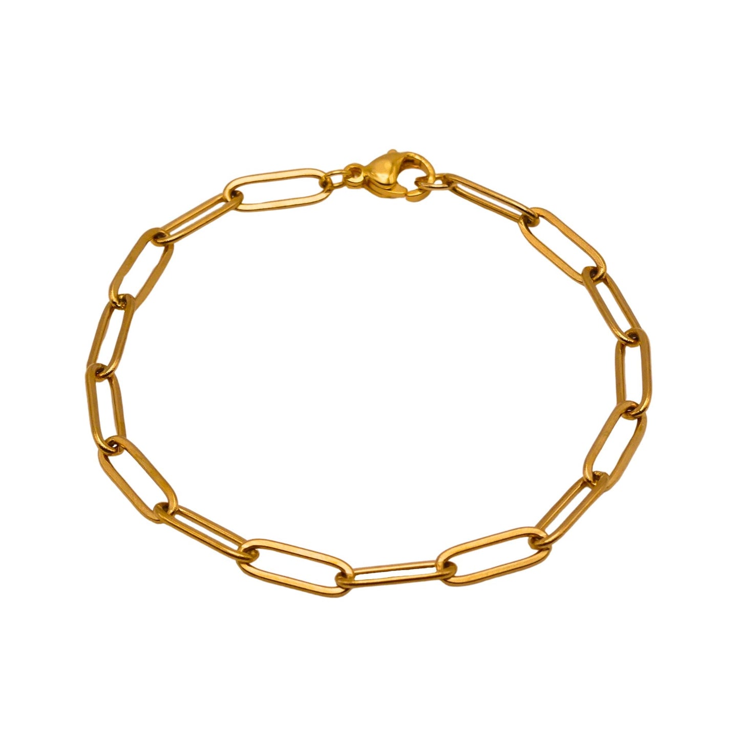 Gold Medium Link Paperclip Chain Bracelet For Women
