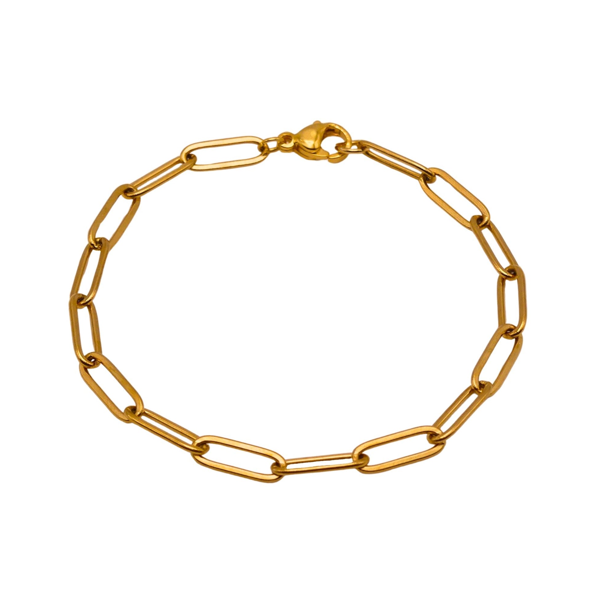 Gold Medium Link Paperclip Chain Bracelet For Women