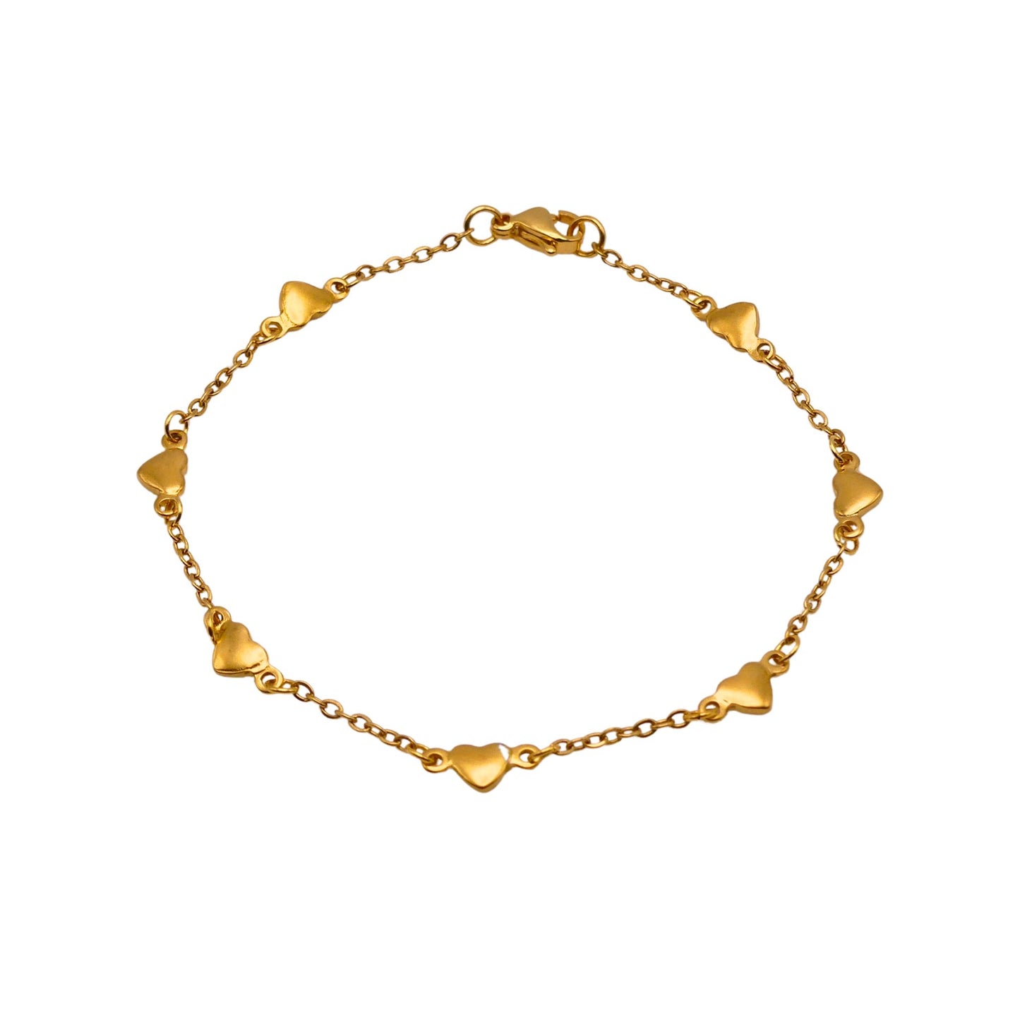 Gold Mini Puff Heart Cable Chain Anklet For Women