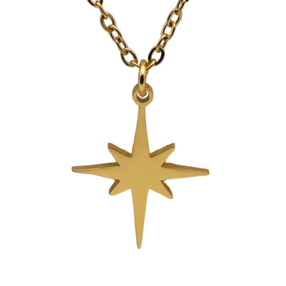Gold North Star Cable Chain Necklace_For_Women
