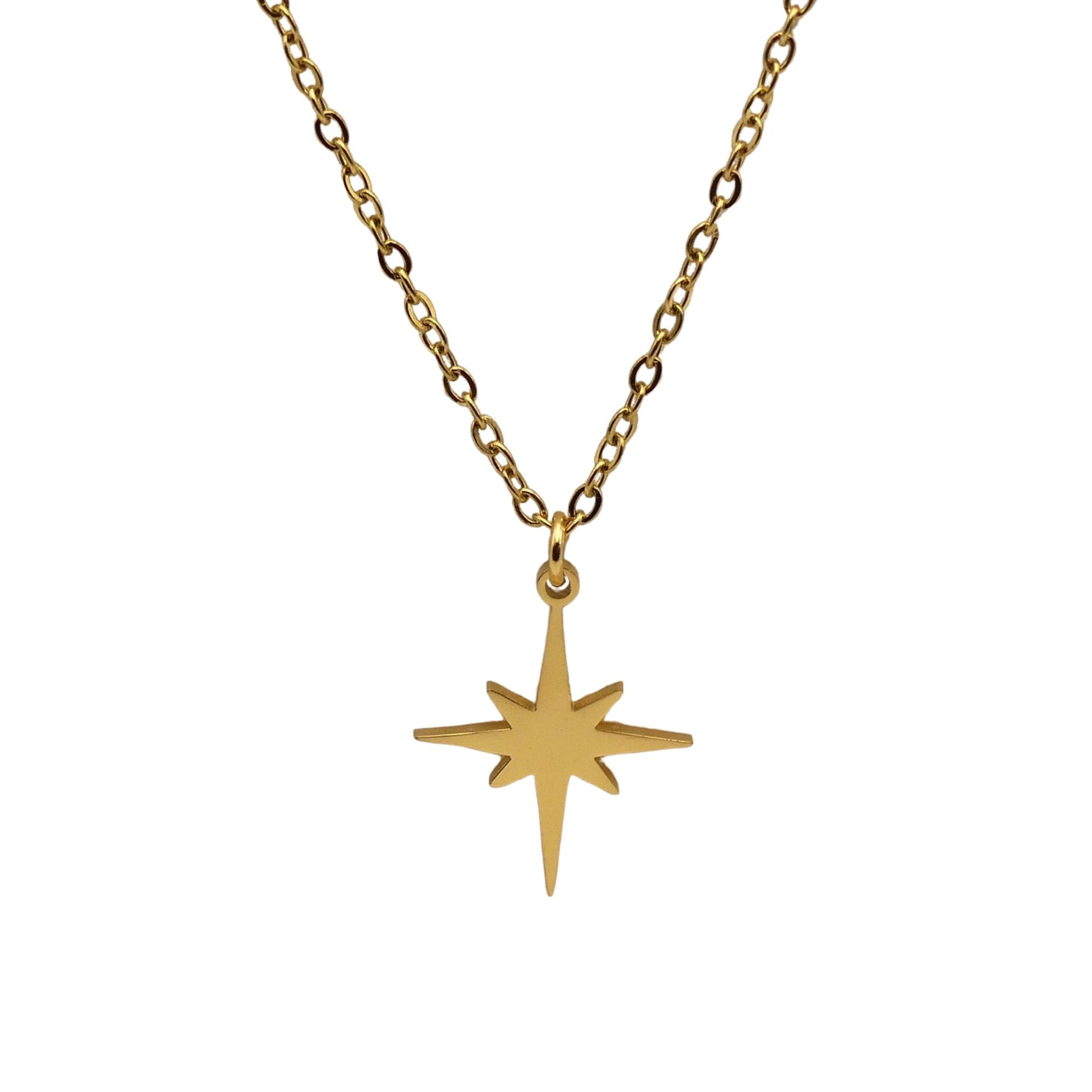 Gold North Star Cable Chain Necklace_For_Women