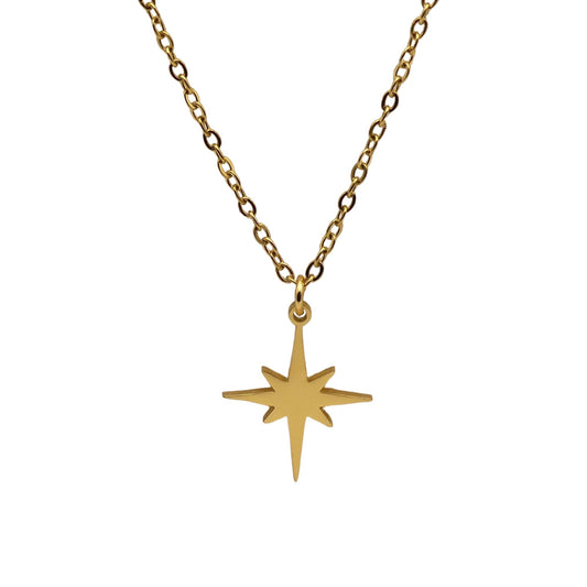 Gold North Star Cable Chain Necklace_For_Women