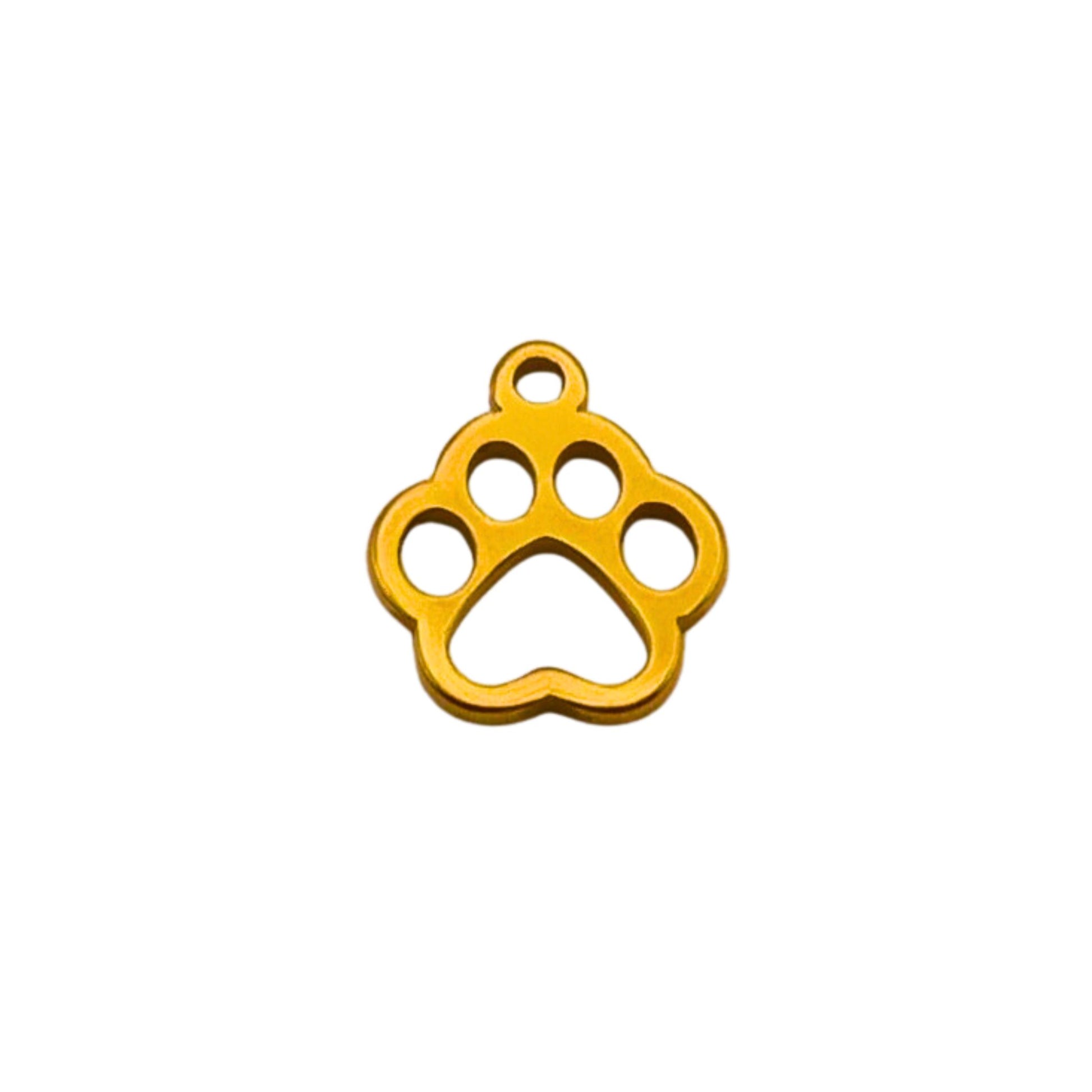 Gold Paw Charm For Personalized Charm Bracelet