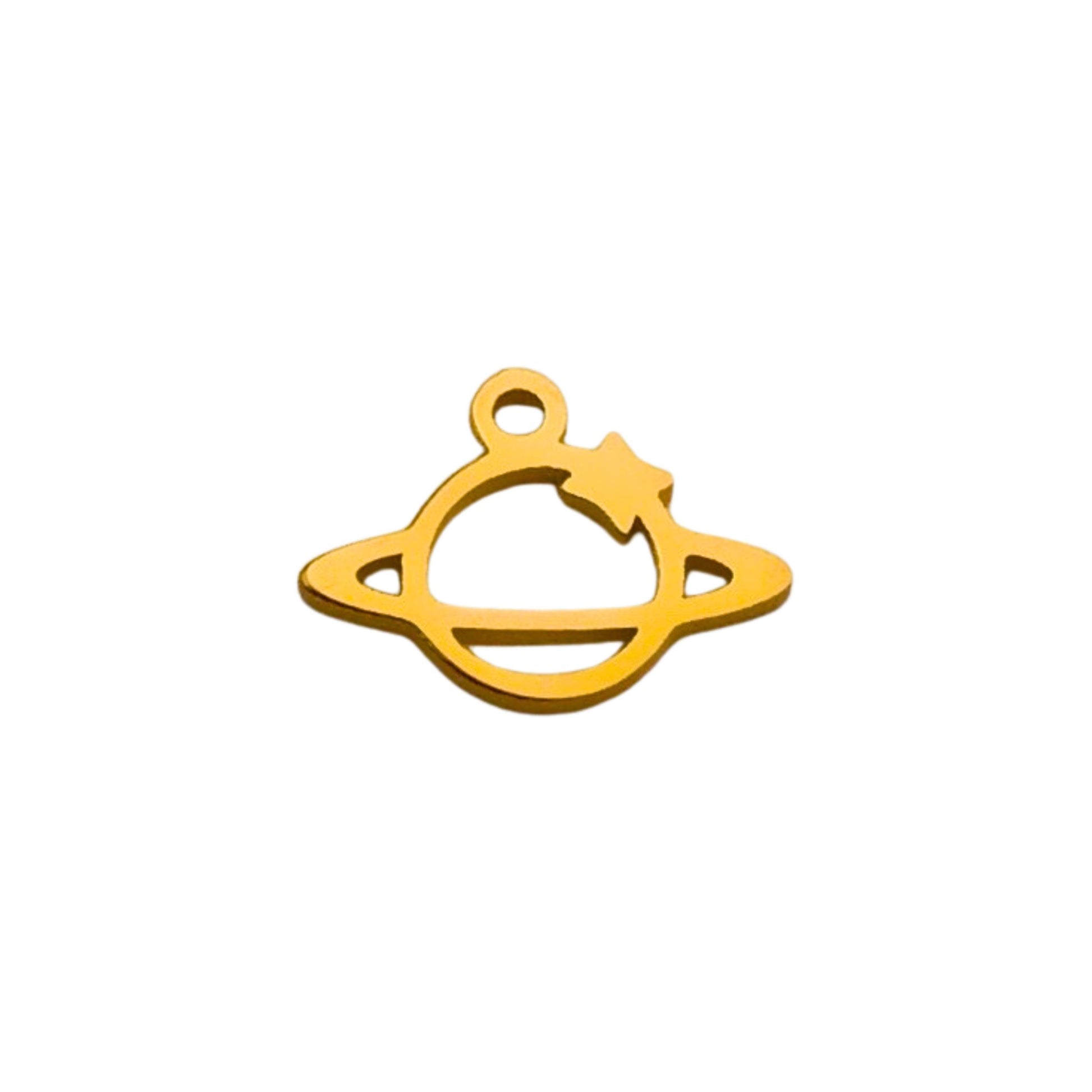 Gold Saturn Charm For Personalized Charm Bracelet