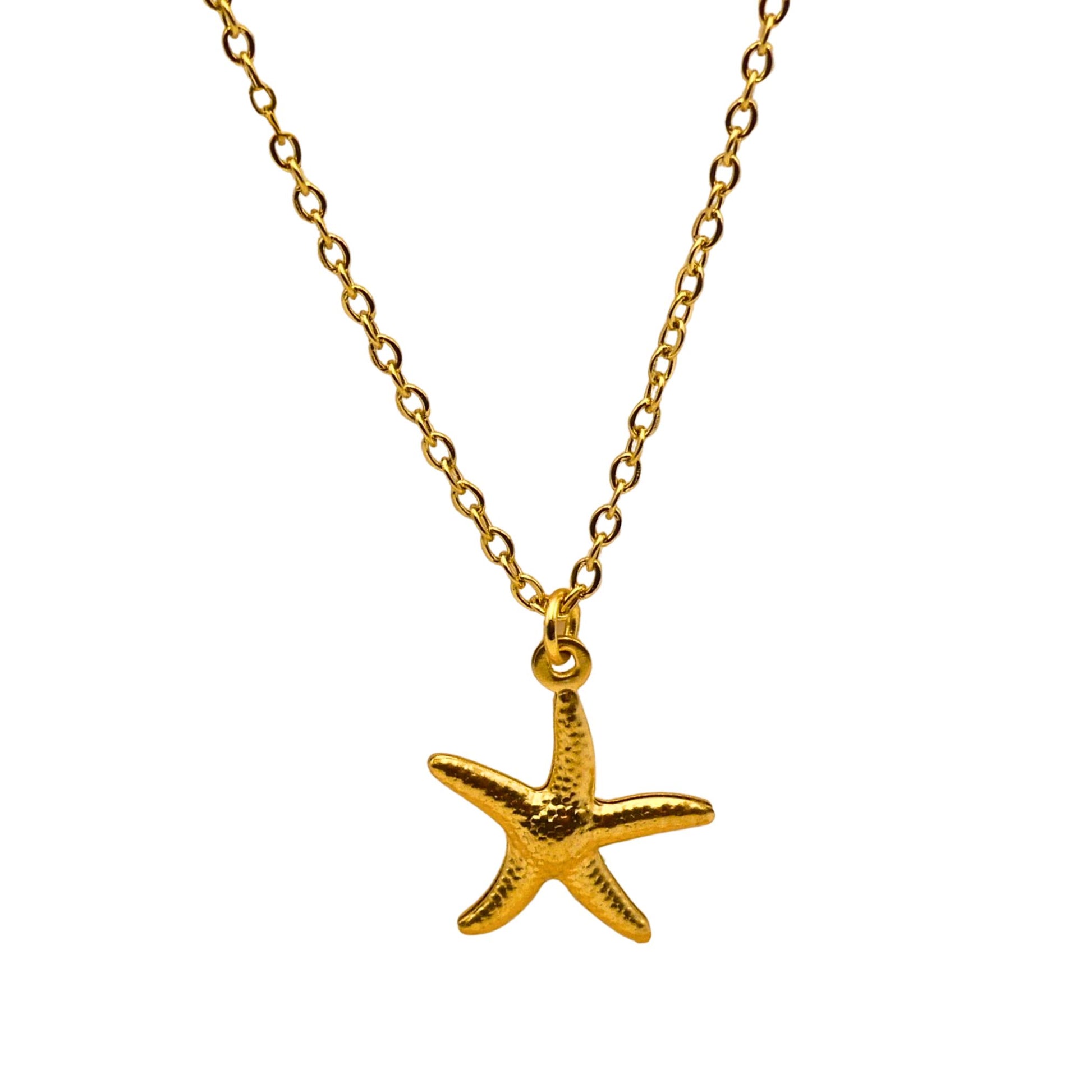 Gold Starfish Pendant Cable Chain Necklace For Women