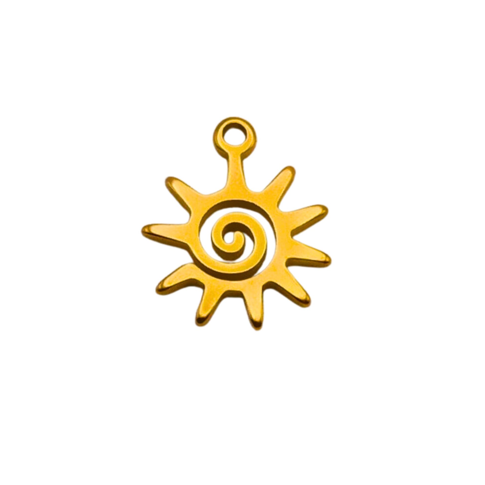 Gold Sun Charm for Personalized Charm Bracelet 