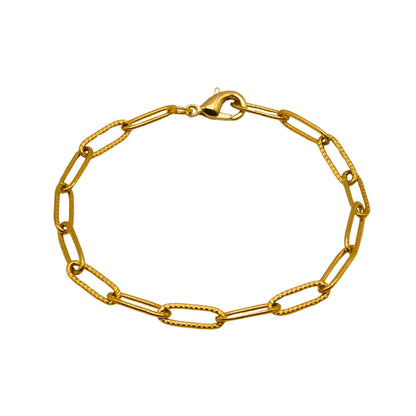 Gold Textured Paperclip Chain Paperclip Chain Bracelet For Women