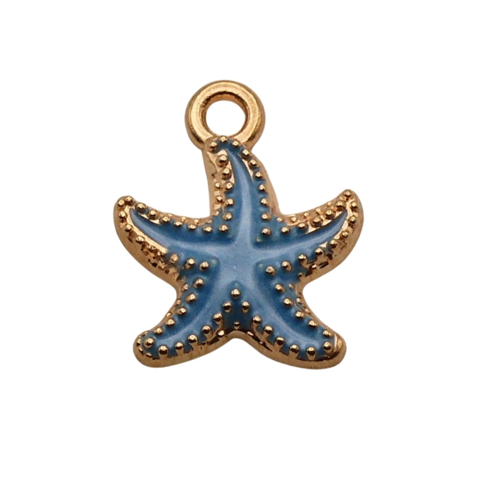 Gold With Blue Starfish Charm For Women For Personalized Charm Bracelet and Necklace 