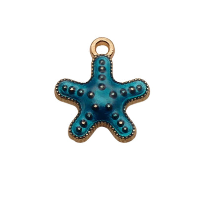 Gold With Blue Starfish Charm For Women For Personalized Charm Bracelet and Necklace
