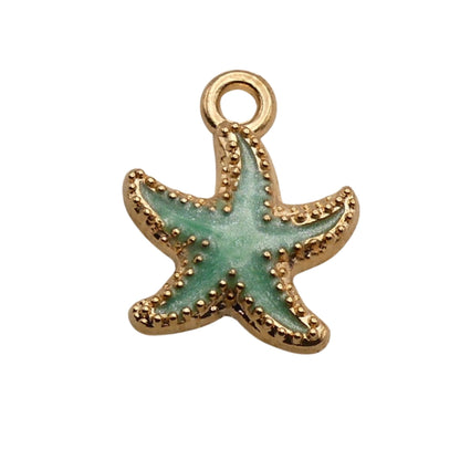 Gold With Green Starfish Charm For Women For Personalized Charm Bracelet and Necklace
