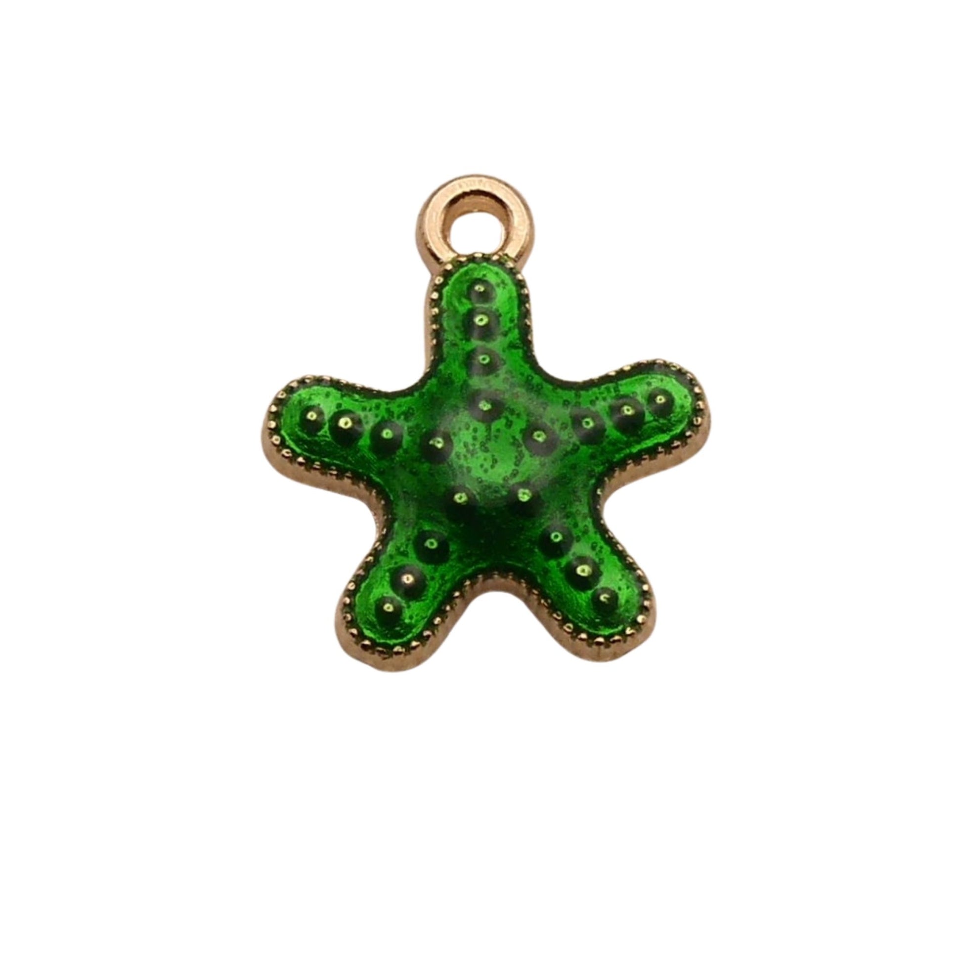 Gold With Green Starfish Charm For Women For Personalized Charm Bracelet and Necklace