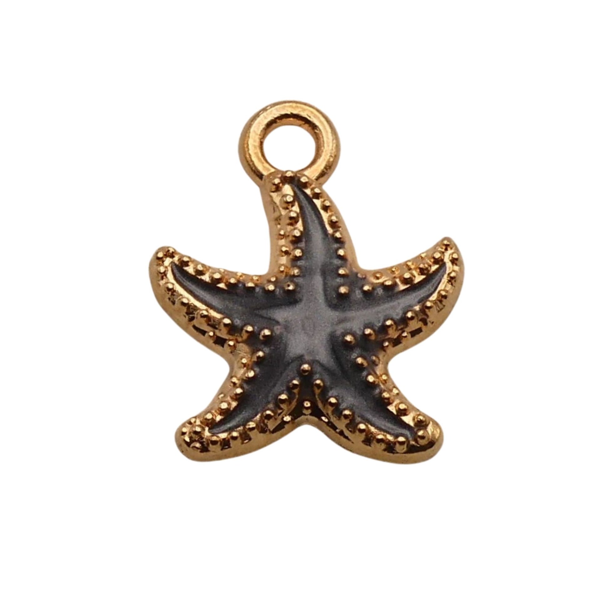 Gold With Grey Starfish Charm For Women For Personalized Charm Bracelet and Necklace