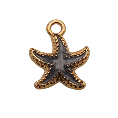 Gold With Grey Starfish Charm For Women For Personalized Charm Bracelet and Necklace