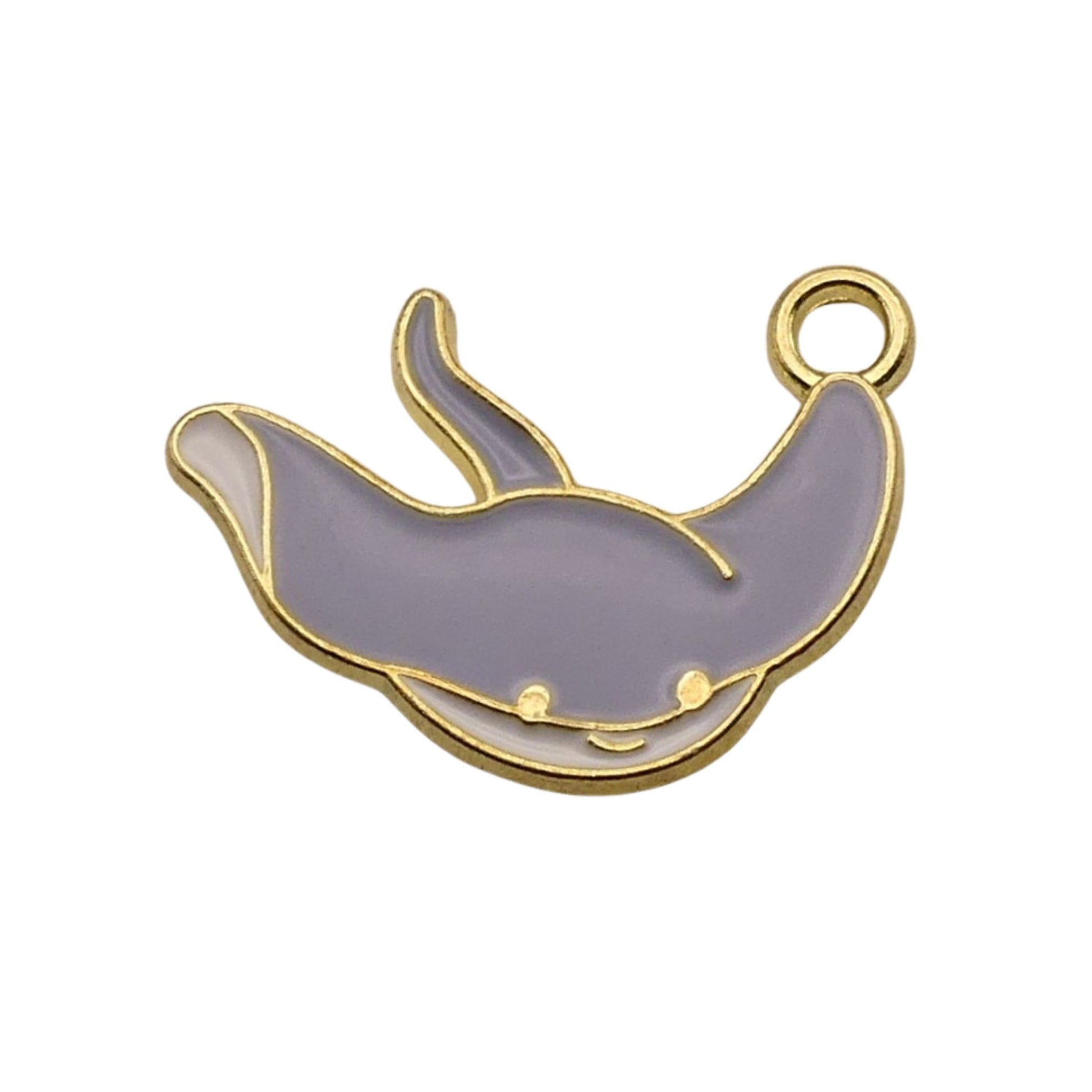 Gold With Grey Stingray Charm For Women For Personalized Charm Bracelet and Necklace