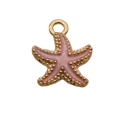 Gold With Pink Starfish Charm For Women For Personalized Charm Bracelet and Necklace