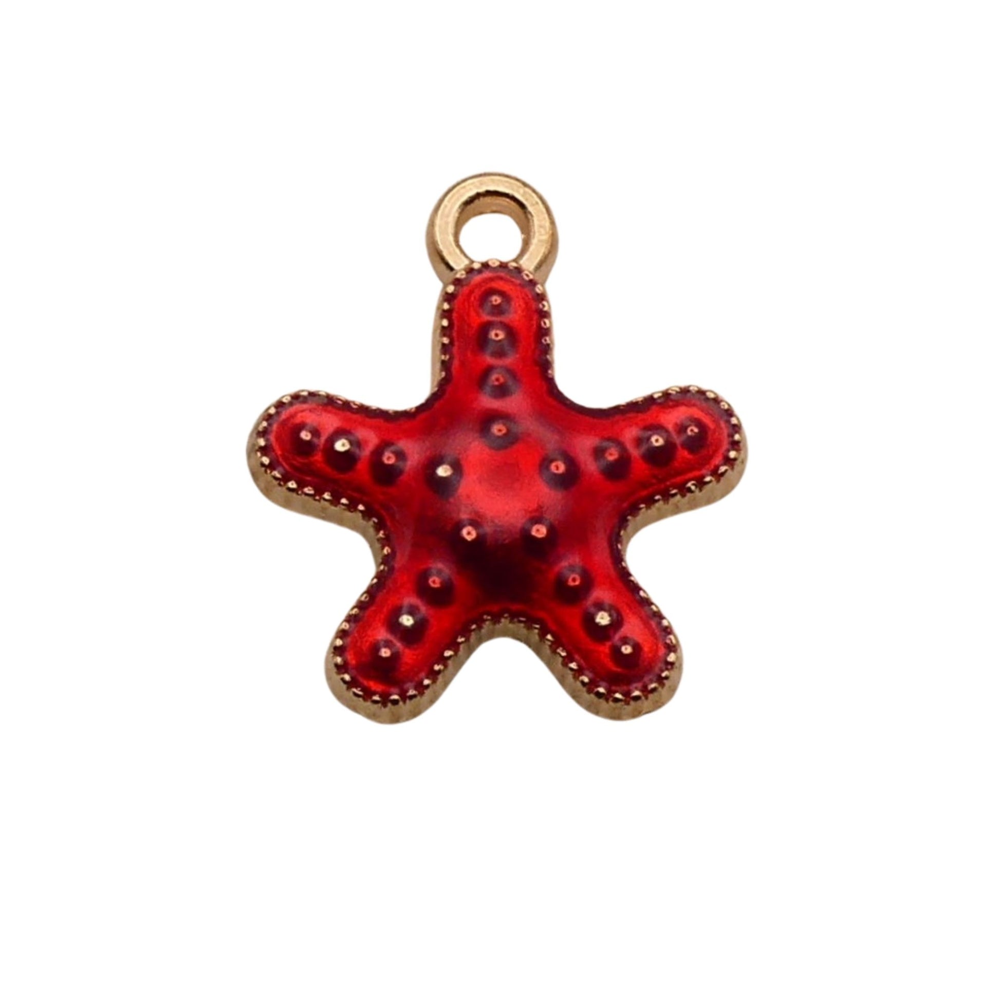 Gold With Red Starfish Charm For Women For Personalized Charm Bracelet and Necklace