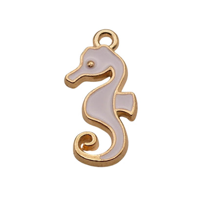Gold With White Seahorse Charm For Women For Personalized Charm Bracelet and Necklace