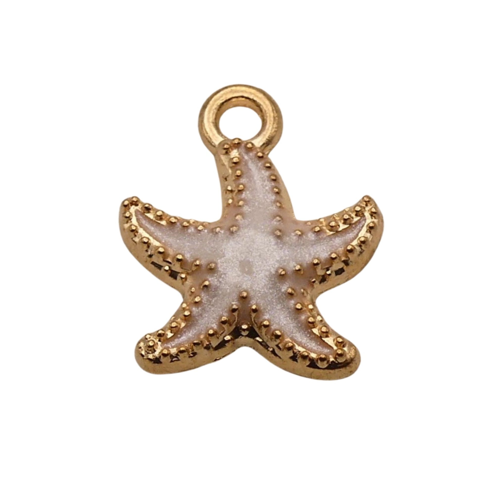 Gold With White Starfish Charm For Women For Personalized Charm Bracelet and Necklace