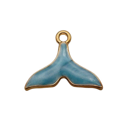 Gold and Blue Fish Fin Charm For Women For Personalized Charm Bracelet and Necklace