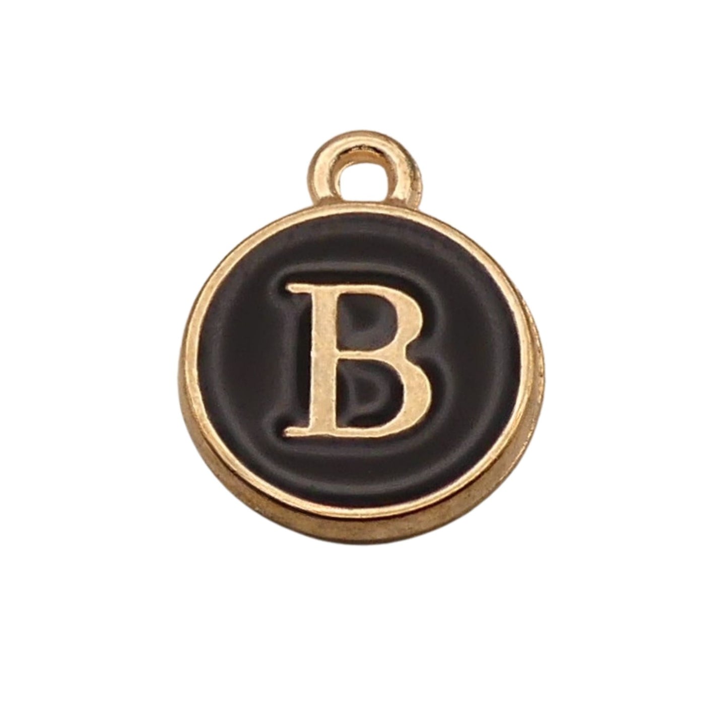 Gold with Black Letter B Charm For Personalized Charm Bracelet