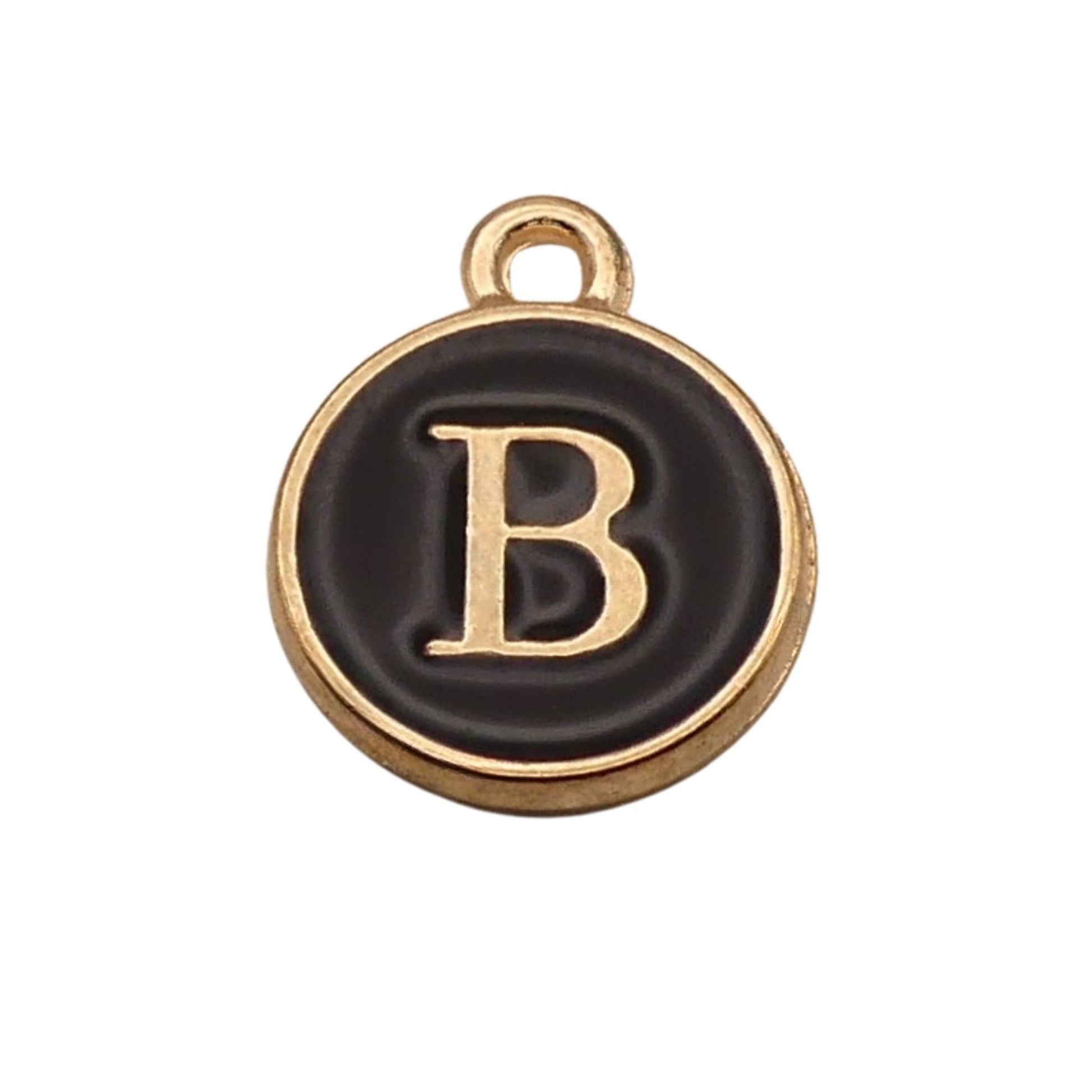 Gold with Black Letter B Charm For Personalized Charm Bracelet