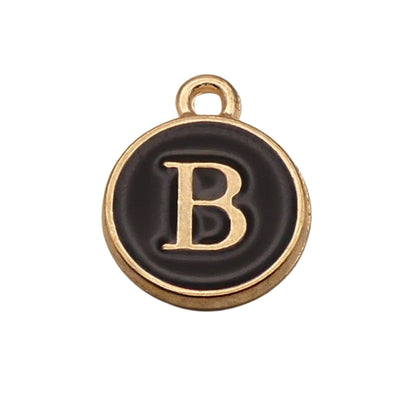 Gold with Black Letter B Charm For Personalized Charm Bracelet