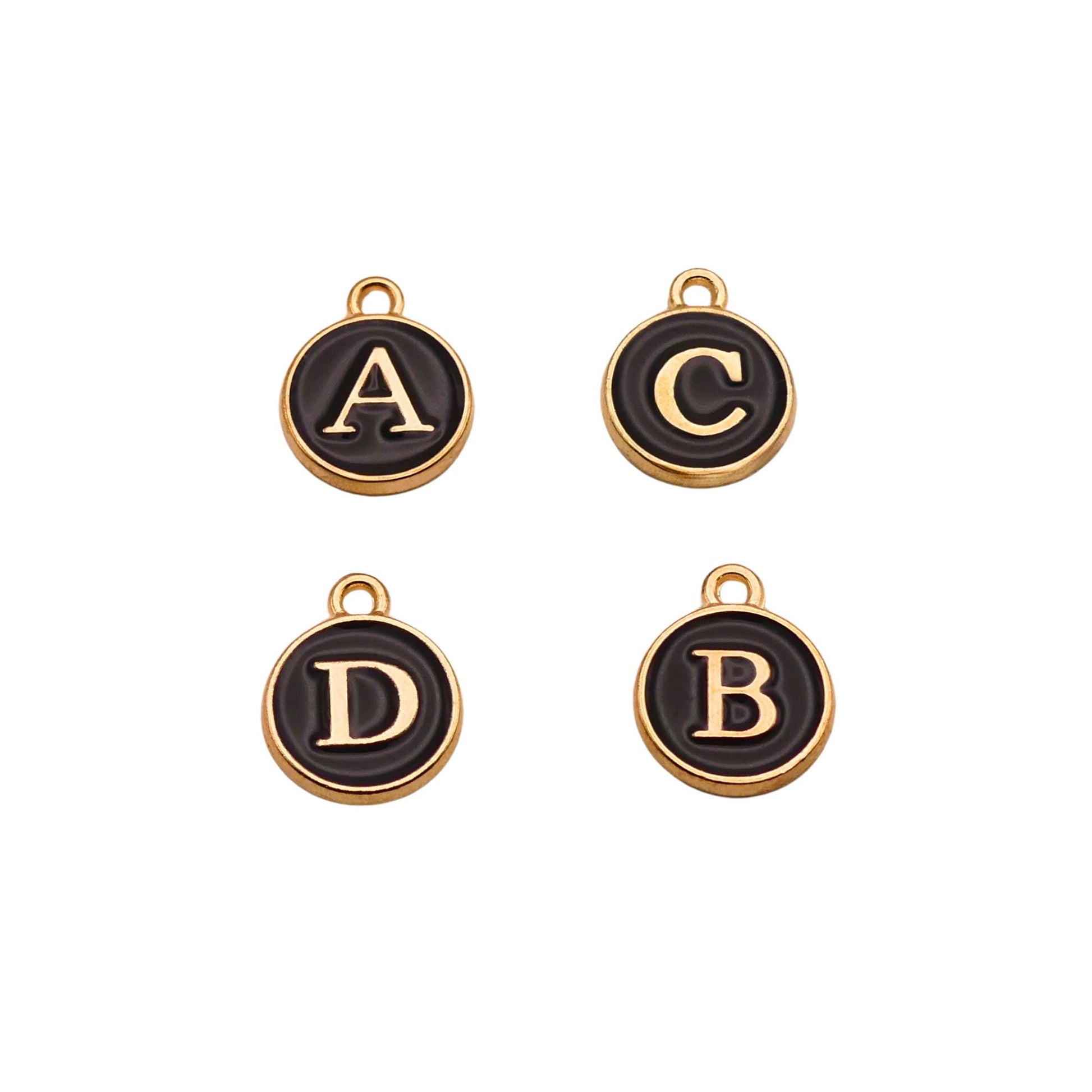 Gold with Black Letter Charms For Personalized Charm Bracelet