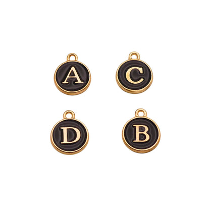 Gold with Black Letter Charms For Personalized Charm Bracelet