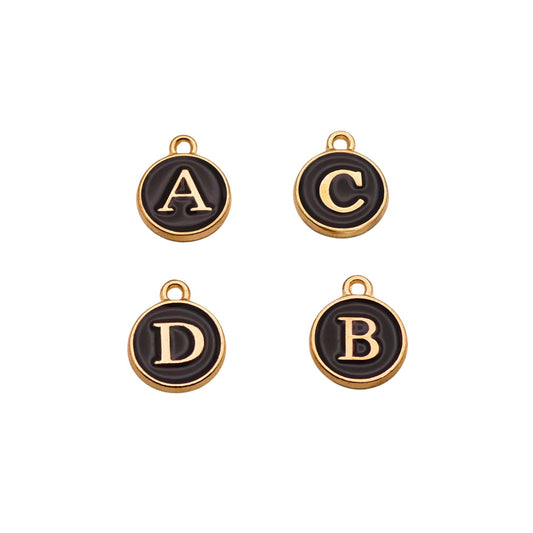 Gold with Black Letter Charms For Personalized Charm Bracelet