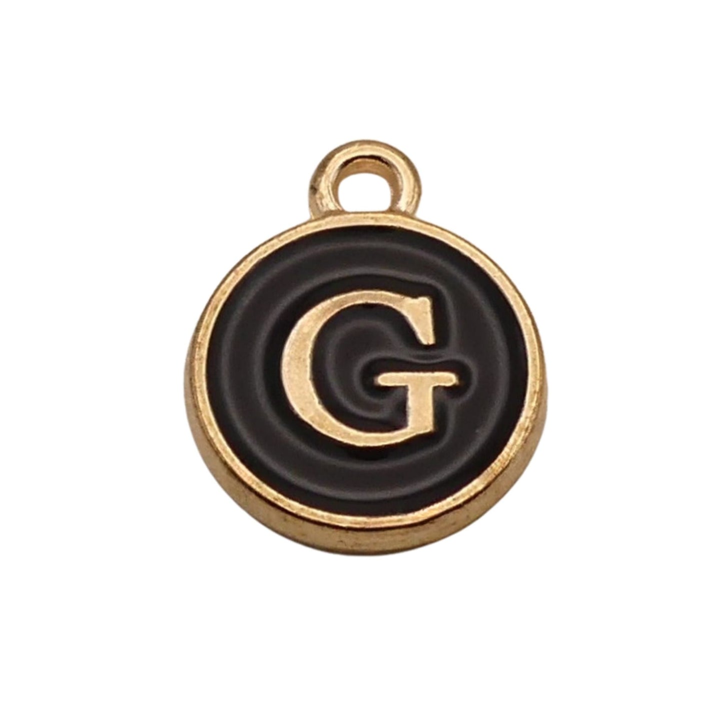 Gold with Black Letter U Charm For Personalized Charm Bracelet