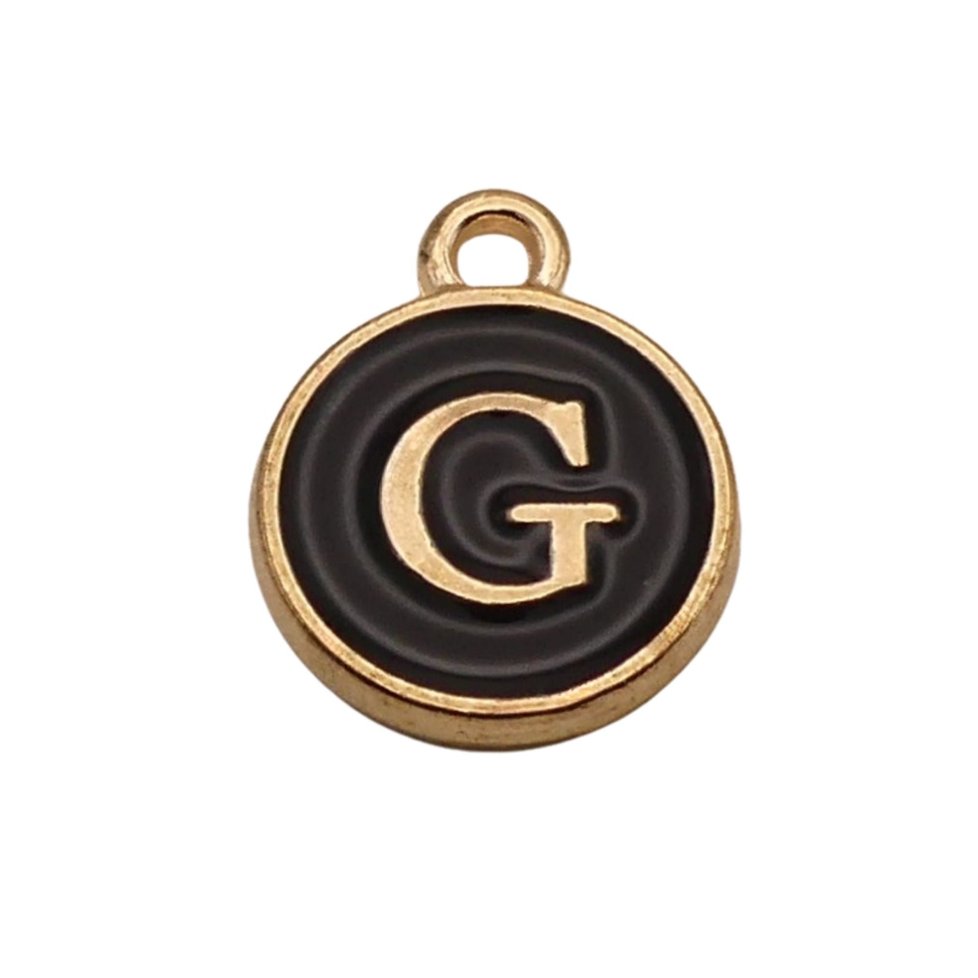 Gold with Black Letter U Charm For Personalized Charm Bracelet