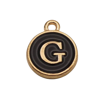 Gold with Black Letter U Charm For Personalized Charm Bracelet