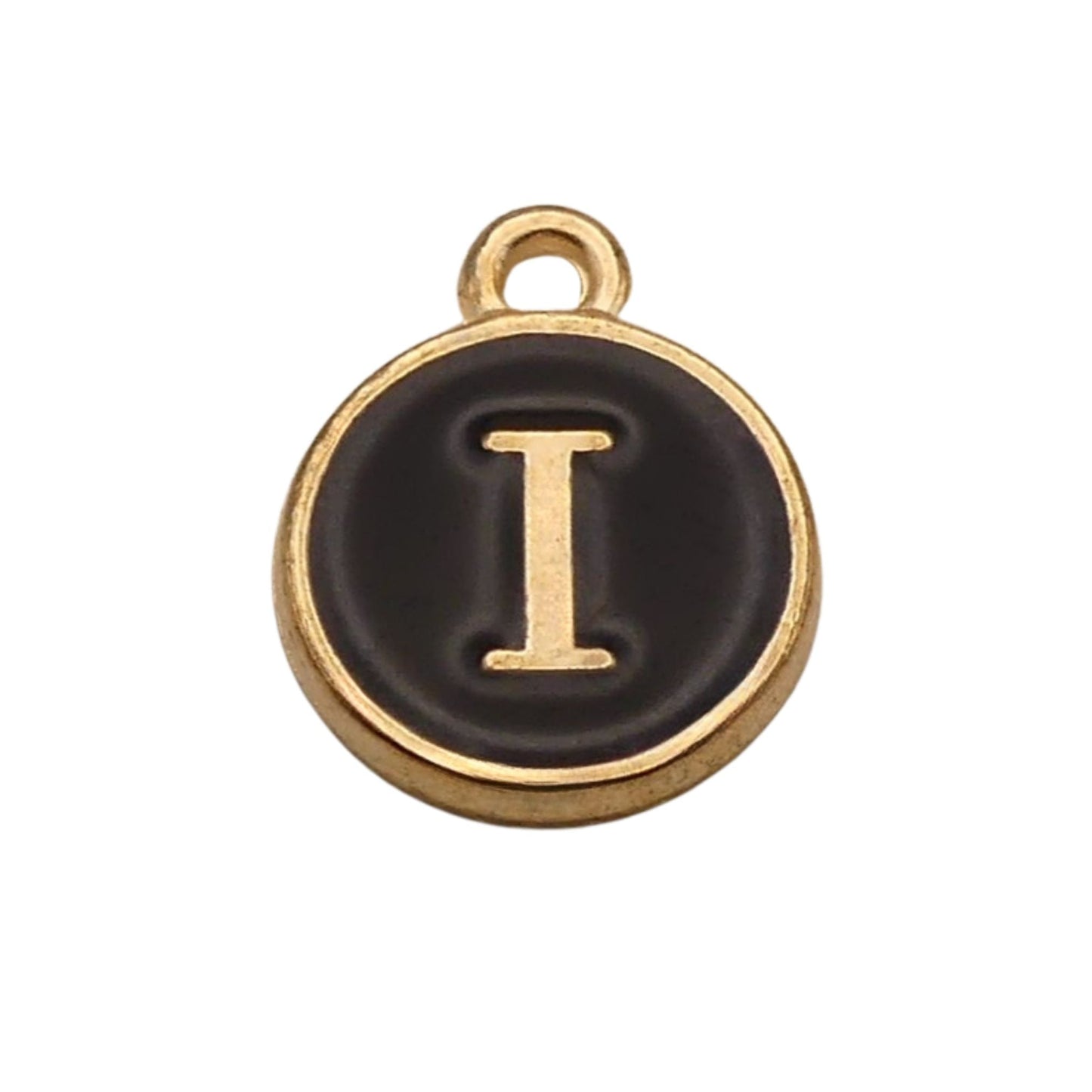 Gold with Black Letter I For Personalized Charm Bracelet 
