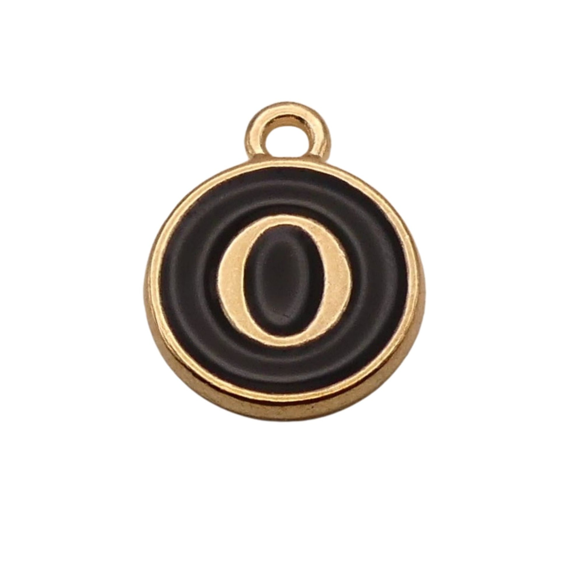 Gold with Black Letter O Charm For Personalized Charm Bracelet 
