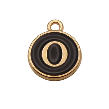 Gold with Black Letter O Charm For Personalized Charm Bracelet 