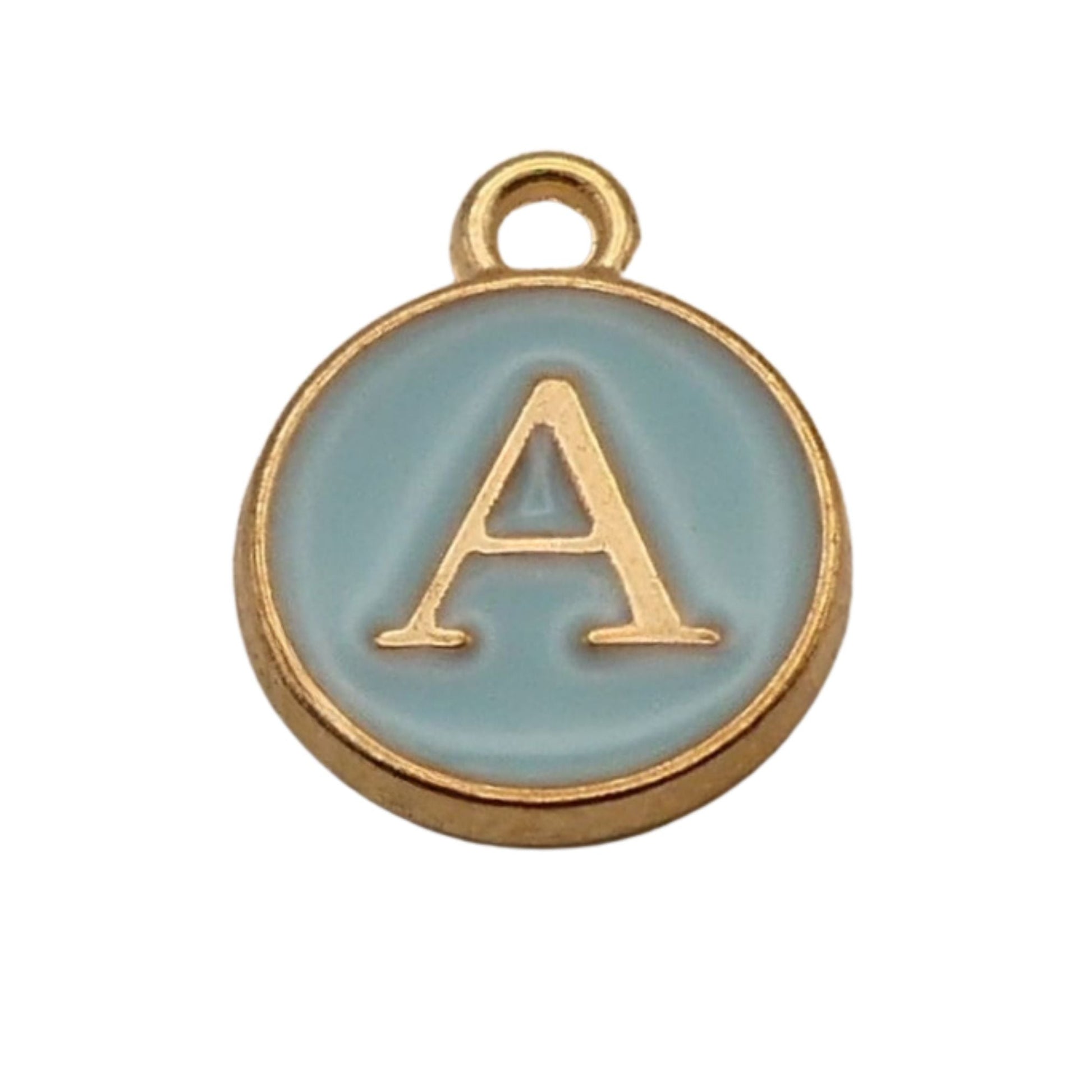 Gold with Blue Letter A Charm For Personalized Charm Bracelet