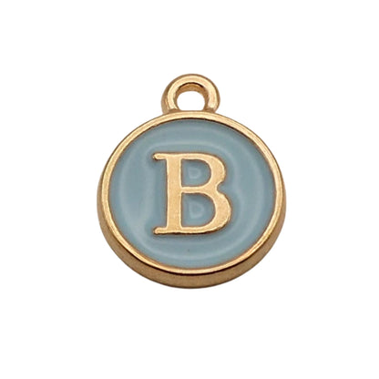 Gold with Blue Letter B Charm For Personalized Charm Bracelet 