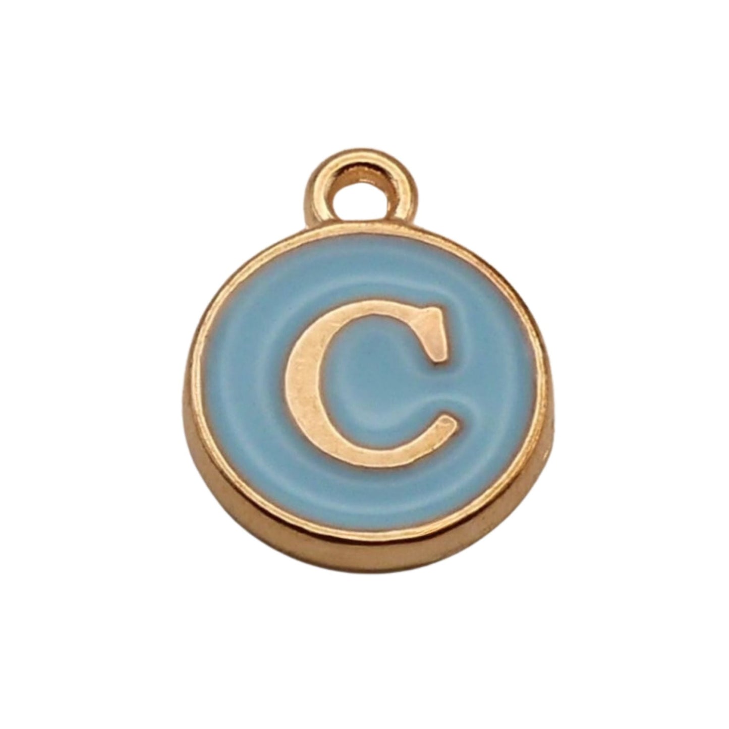 Gold with Blue Letter C Charm For Personalized Charm Bracelet