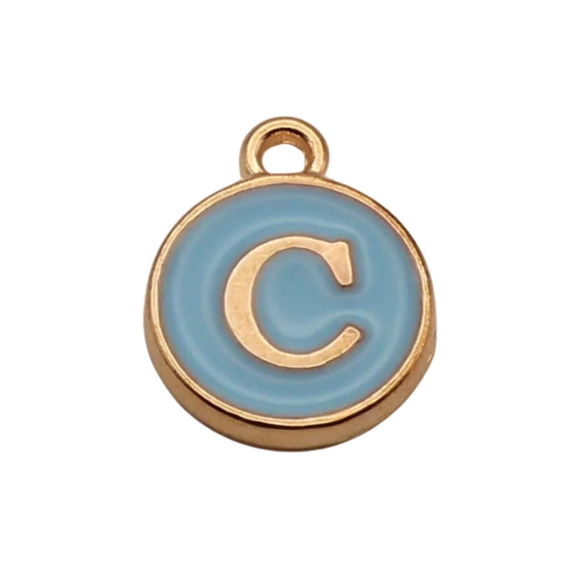 Gold with Blue Letter C Charm For Personalized Charm Bracelet
