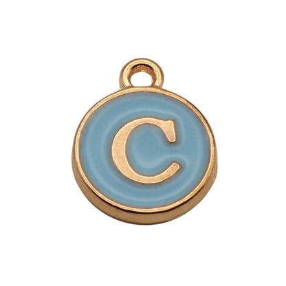 Gold with Blue Letter C Charm For Personalized Charm Bracelet