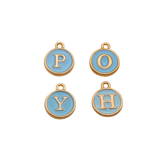 Gold with Blue Letter Charms For Personalized Charm Bracelet