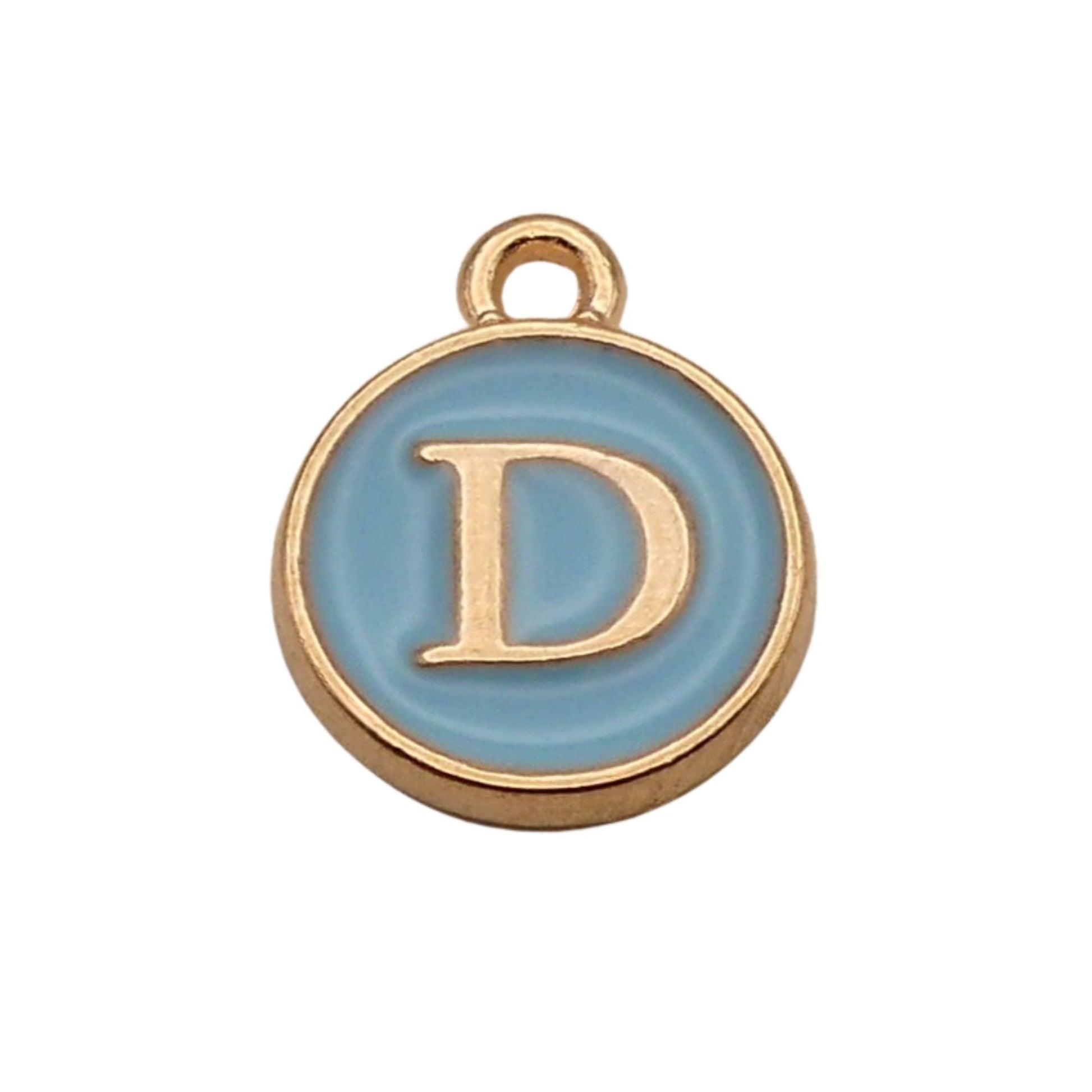 Gold with Blue Letter D Charm For Personalized Charm Bracelet 