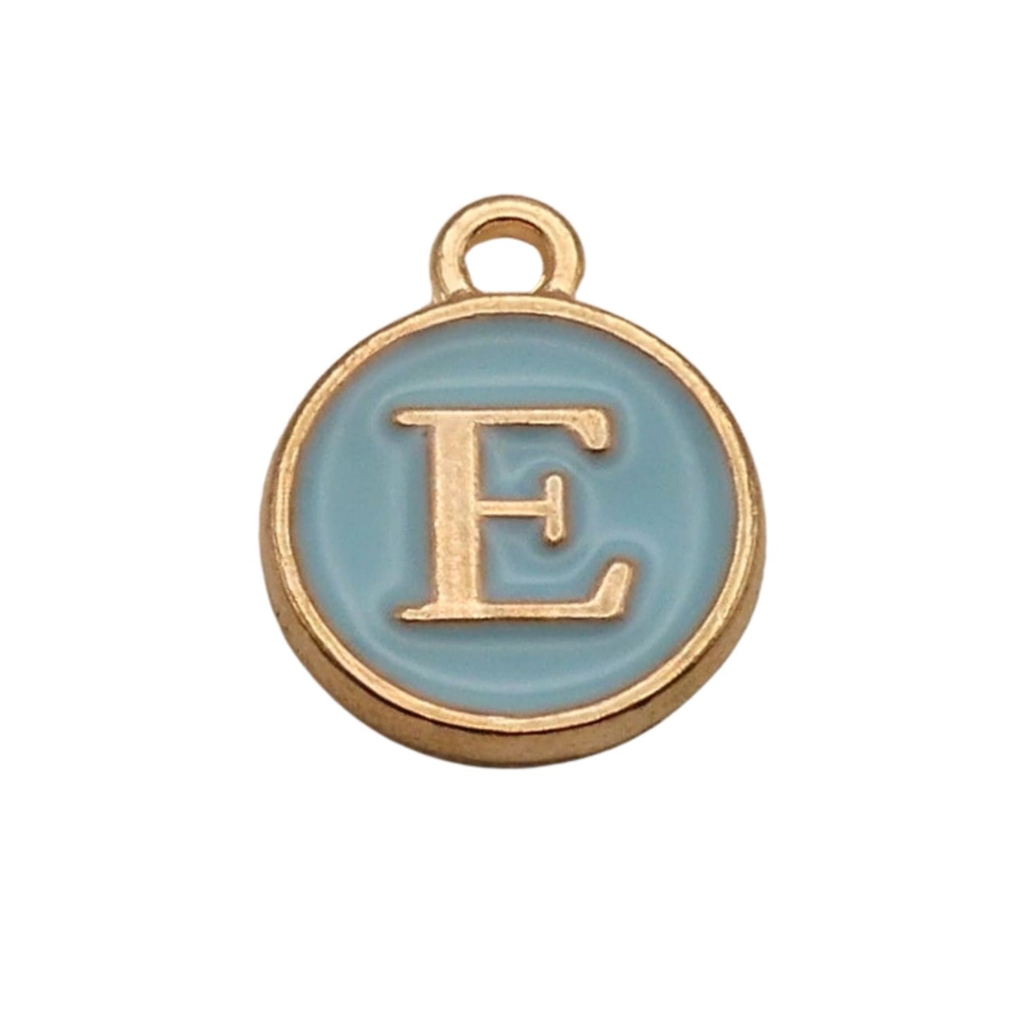 Gold with Blue Letter E Charm For Personalized Charm Bracelet