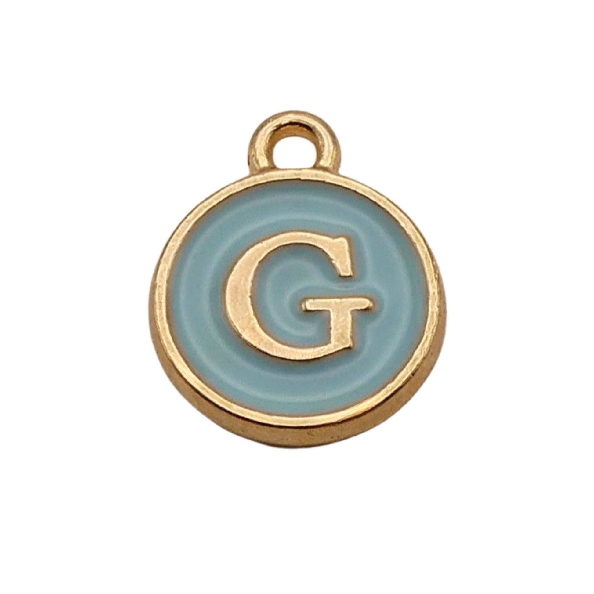 Gold with Blue Letter G Charm For Personalized Charm Bracelet 
