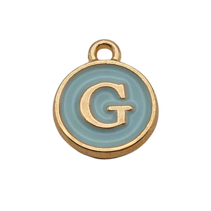 Gold with Blue Letter G Charm For Personalized Charm Bracelet 